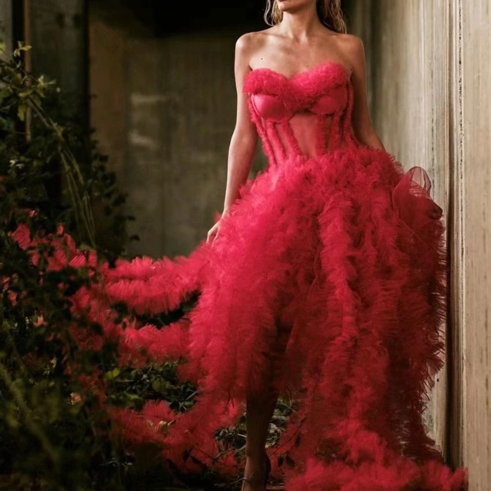 Stunning Red Corset Holiday Dress